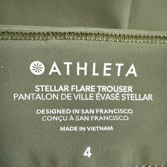 Athleta Stellar Flare Trouser Olive green size 4. Perfect condition. - Picture 7 of 7